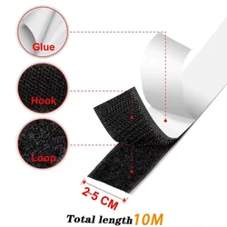 20/25/30/50mm 10Meter/Pairs Strong Self-Adhesive Hook and Loop Fastener Tape Nylon Sticker Velcro dhesive With Glue For DIY
