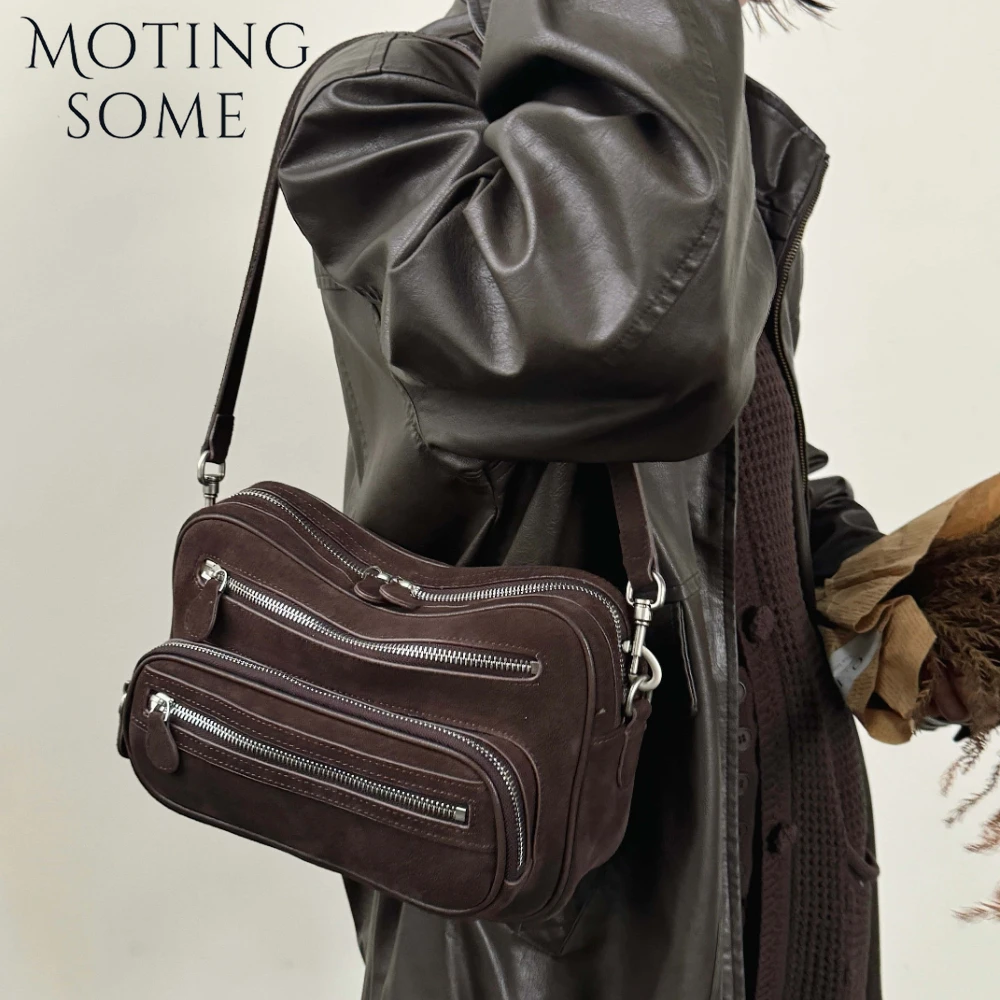 

Motingsome Suede Satchel Bags Women Shoulder Messenger Tote Luxury Designer Bags Multiple Pockets Matte Leather Crossbody Purse
