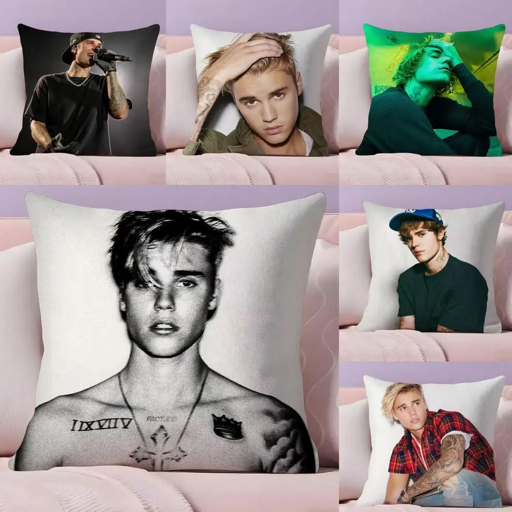 

Hot Sale J-Justin B -Bieber Cushion Cover Plush Fabric Soft Double-Sided Printed Sofa Warm Winter Home Gift Pillow Cover