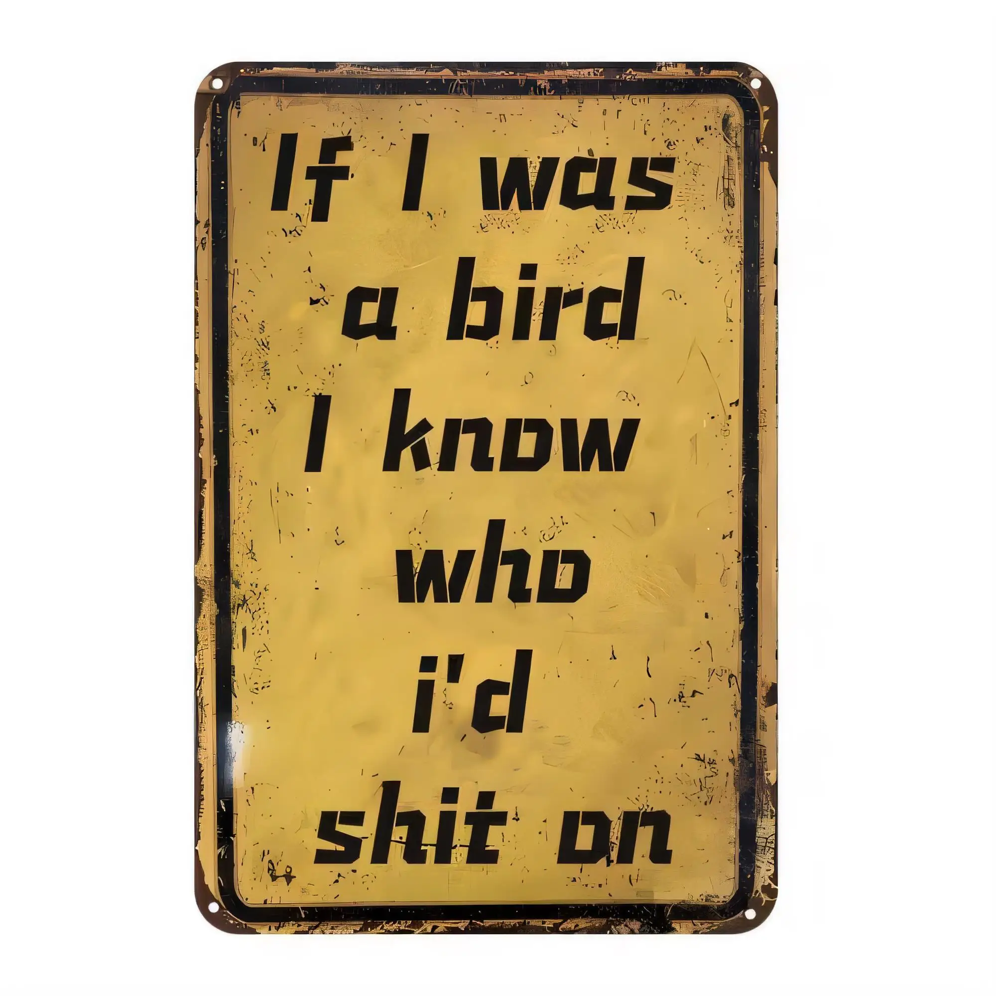 Tin Sign Wall Decor Vintage Poster Metal Sign If I was a bird I know I’d shit on your head Funny Quote Rustic Industrial Paintin