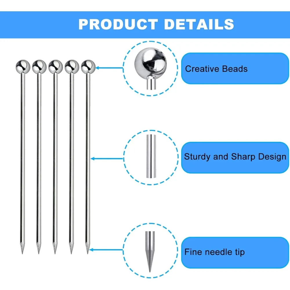 5Pcs 스테인레스 스틸 칵테일 픽, 프리미엄 금속 마티니 픽, 음료용 칵테일 꼬치, 마티니, 칵테일, 올리브 애피타이저