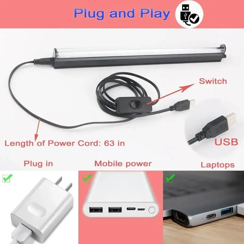 6W USB UV Light Blacklight Bar for Body Painting Blacklights Tapestry Poster Glow Party T5 Tube UV Strip Lights for Cabinet image 3