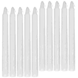 10 Pcs Pretty White Taper Candles Paraffin Bulk Wedding Pillar Tall Decor