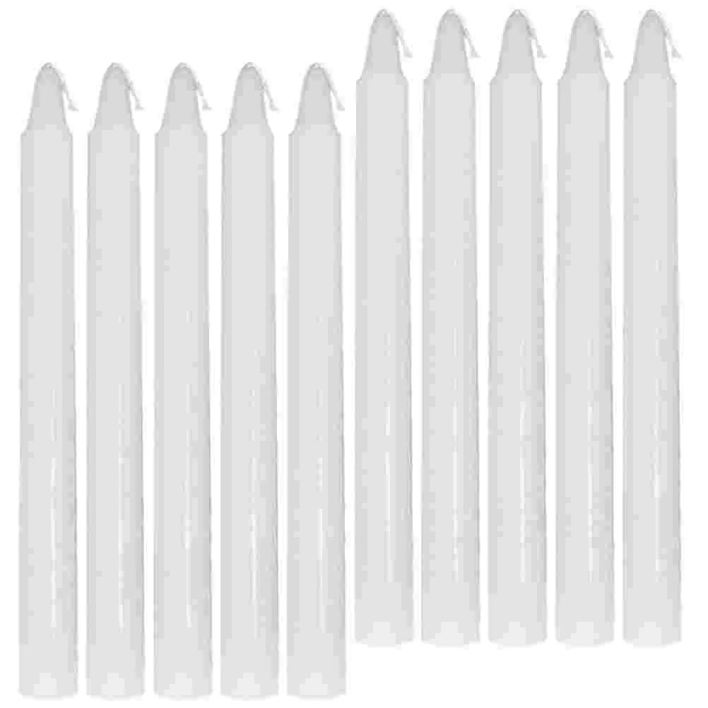 10 Pcs Pretty White Taper Candles Paraffin Bulk Wedding Pillar Tall Decor