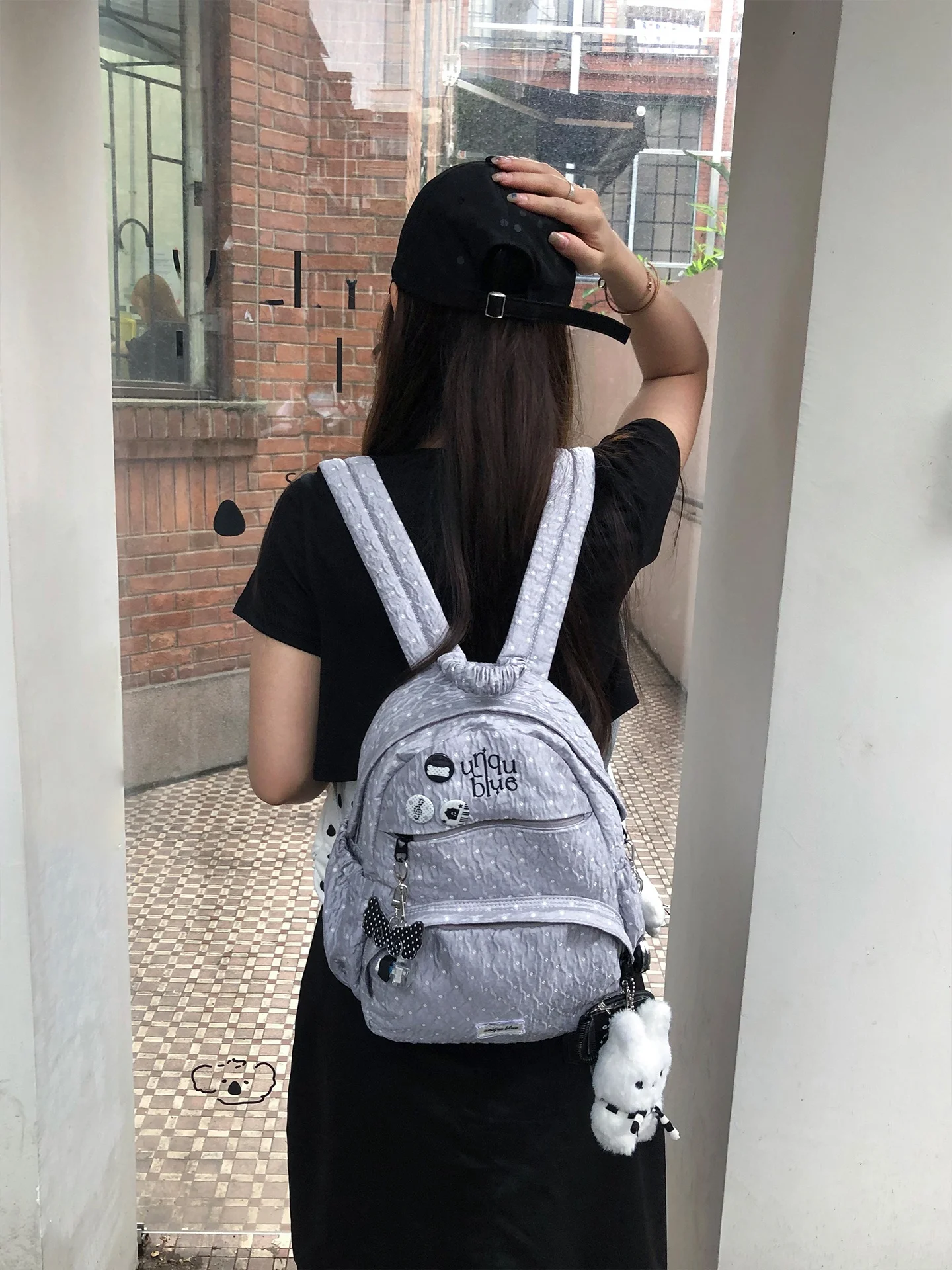 sac-a-dos-grande-capacite-a-pois-pour-femme-ideal-pour-les-voyages-les-trajets-quotidiens-et-les-etudiants-leger-unique-bleu-style-coreen