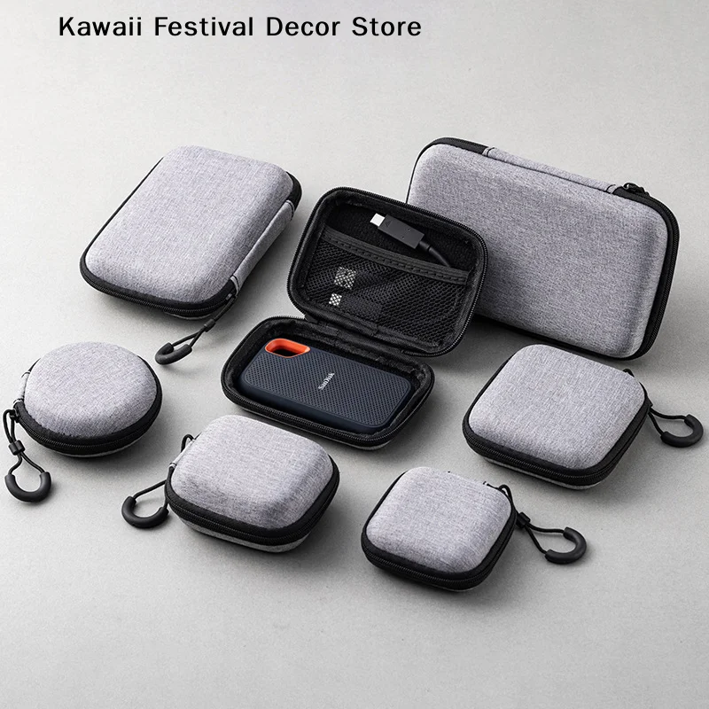 【K】Mini Data Cable Organizer Bag Waterproof Travel Organizer Bag Portable Mobile Phone Charger Protective Cases Earphone Bag