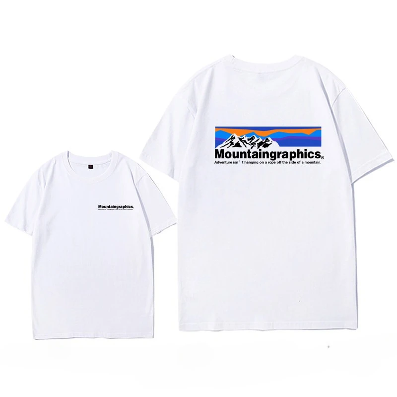 Herren Damen Oversize Rundhals-T-Shirt mit Berggrafik für Abenteuer, Wandern, Klettern, Outdoor, Vintage Kurzarm-T-Shirt – Detail 8