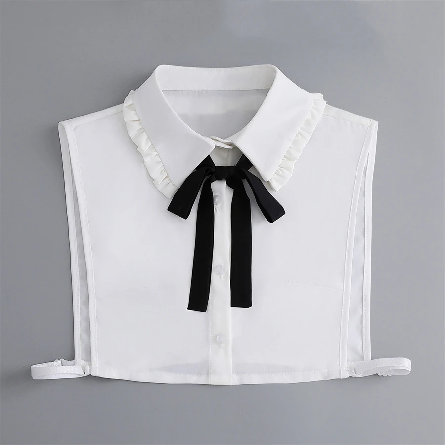 Girls Bowknots Lapel Shirt Detachable Collar Autumn Sweater Blouse Fake Collar Girls Removable Shirt Neck False Collar Decor