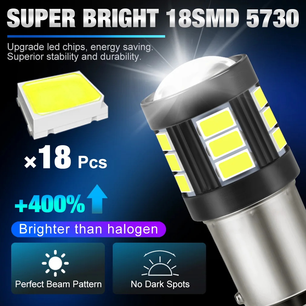 2pcs T20 7440 7443 W21W W21/5W 3156 3157 T25 LED Car Turn Signal Lamp Reverse Brake Lights Car Daytime Running Light 12V White
