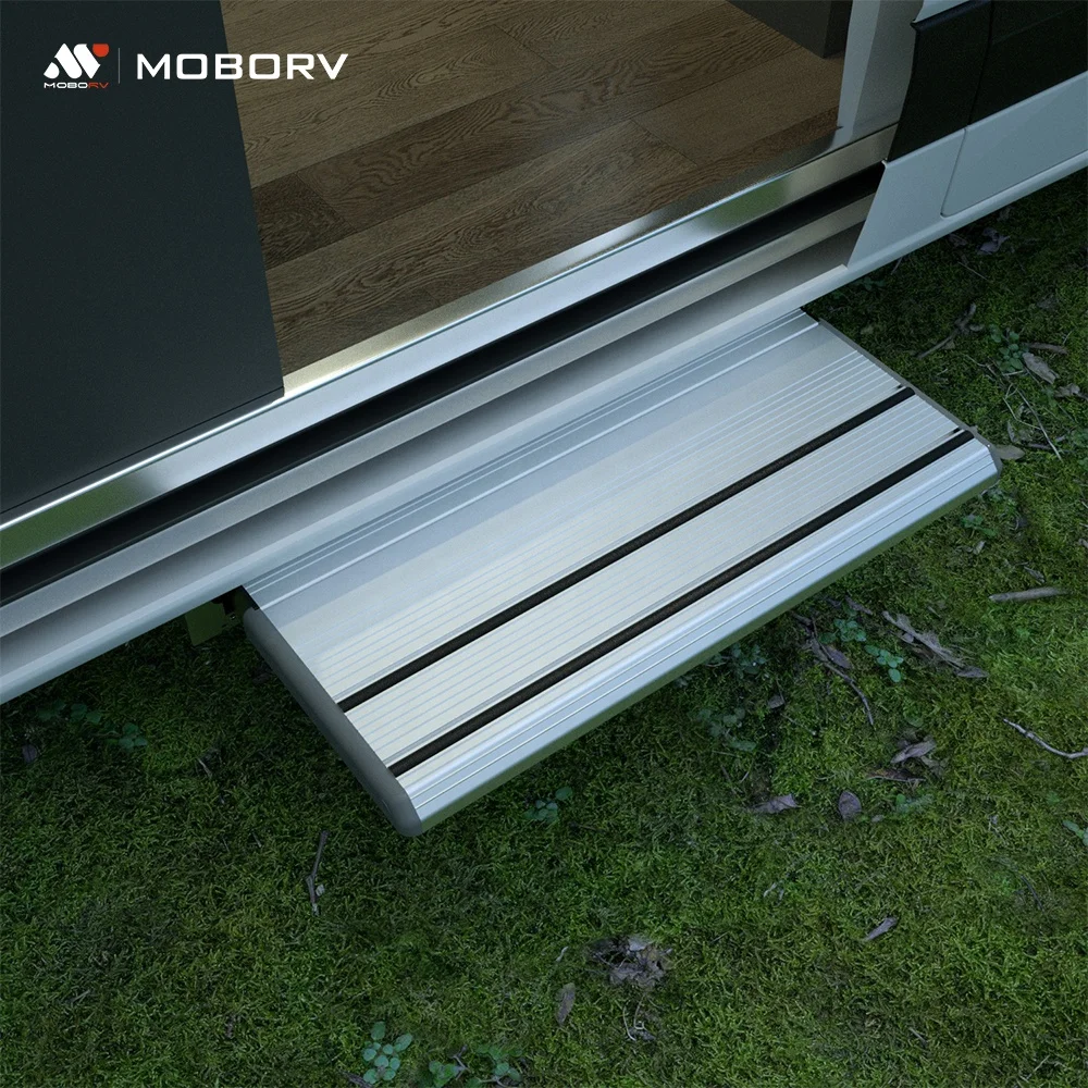 MOBORV Electric Motorhome Caravan Outdoor Waterproof Durable Strong Aluminum Alloy 12V/24V Anti-Slip Single Slide RV Step Manual