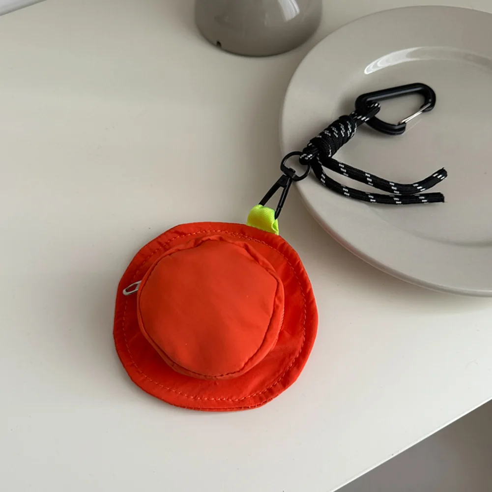 Hat Shape Mini Pendant Bag with Carabiner Small Change Pouch Solid Color Anti-Theft Mini Wallet Party Travel Shopping Bag