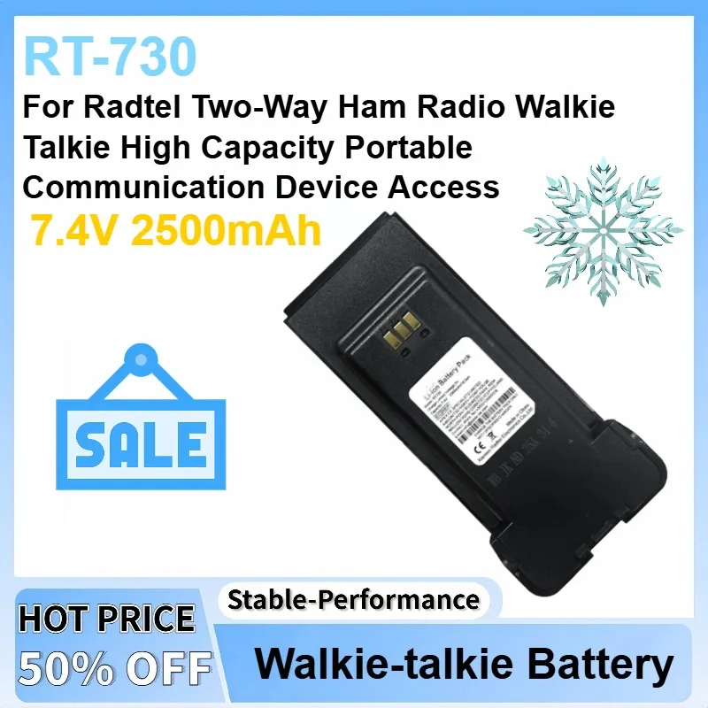 

7.4V 2500mAh RT-730 Li-ion Battery For Radtel Two-Way Ham Radio Walkie Talkie High Capacity Portable Communication Device Access