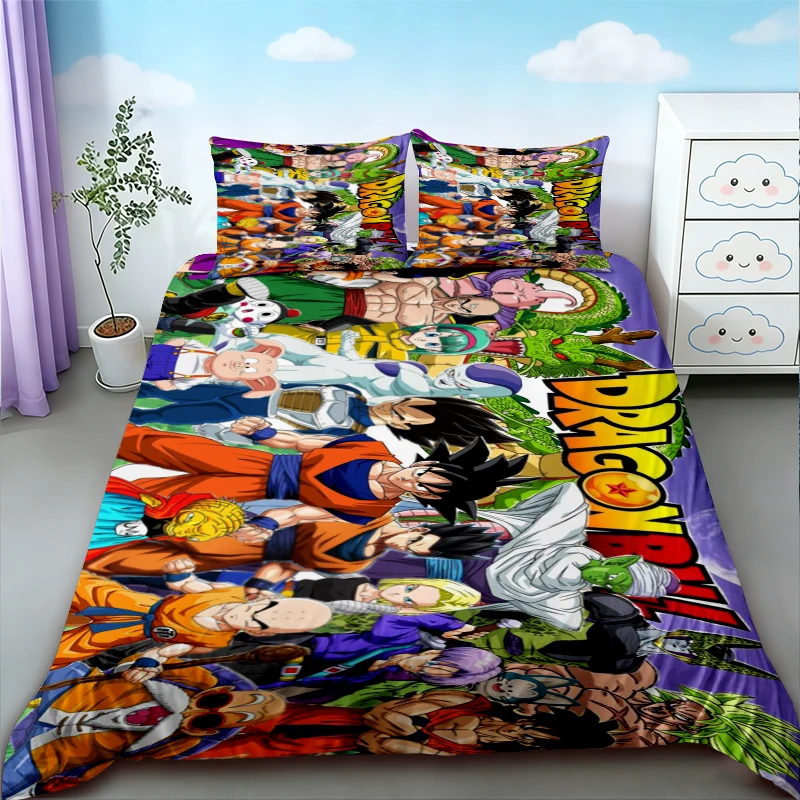 Teens Cartoon Duvet Cover Dragon Ball Goku Bedding Set Queen King Size for Bedroom Home Dormitory Decor Birthday Gifts view 4