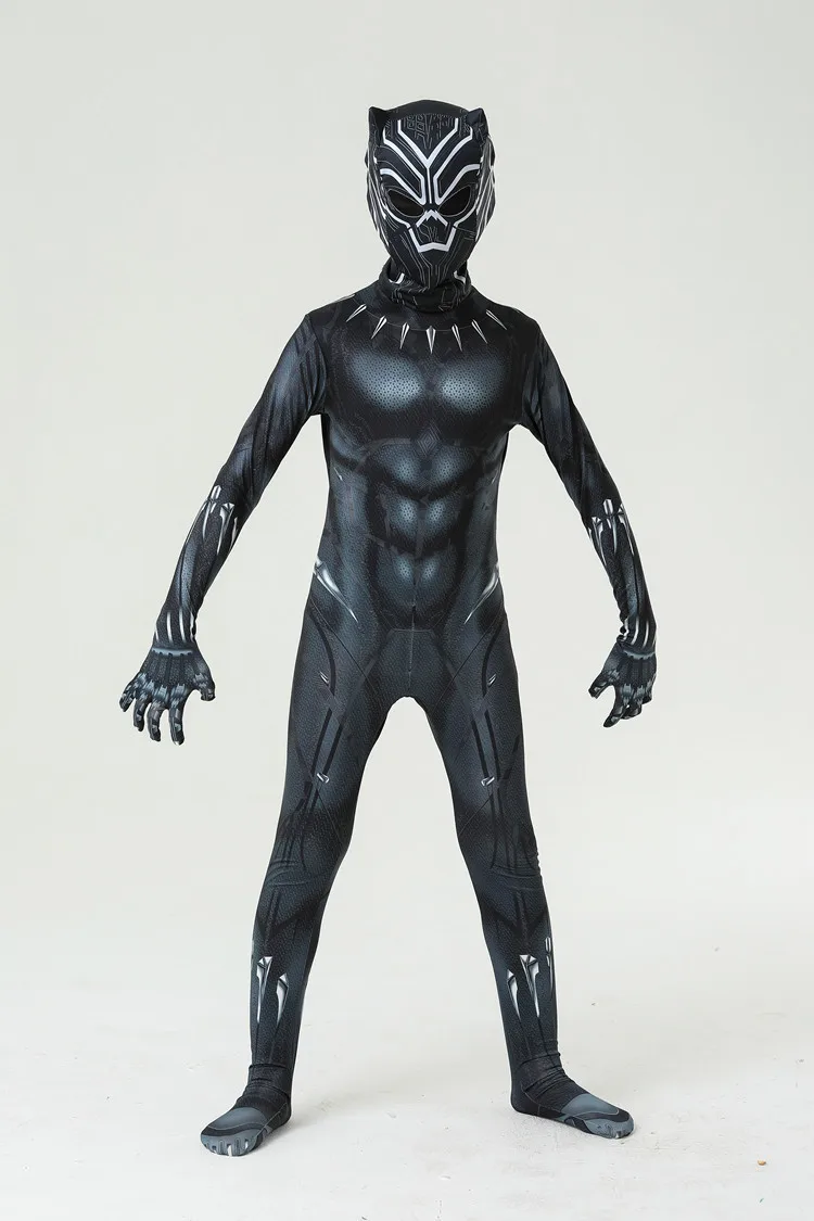 Anime Superhero Black Kids Panther Men Boys Adult Jumpsuits Children Panther Cosplay Halloween Costume Bodysuits Dress Up New