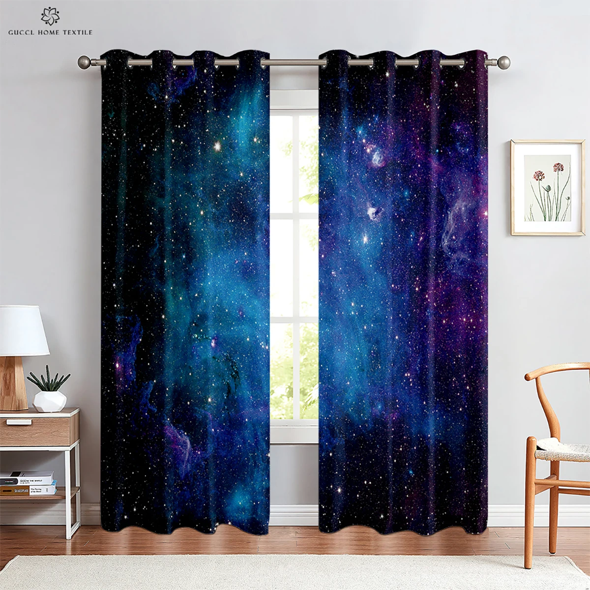 

Window Curtains Dreamy Starry Sky Beautiful Scenery Pattern Printing Limited Time Offer Bedroom Living Room Study Decoration