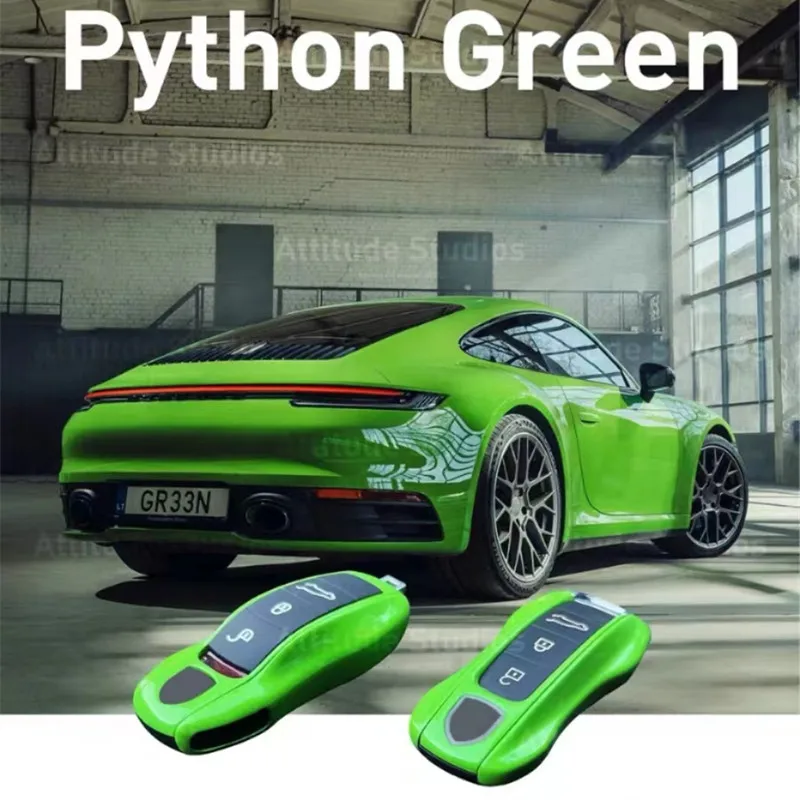 Python Green Key Case Fob Cover Fashion Modified For Porsche Cayenne Macan 911 GT3R Panamera 718 Key Decoration Key Accessories