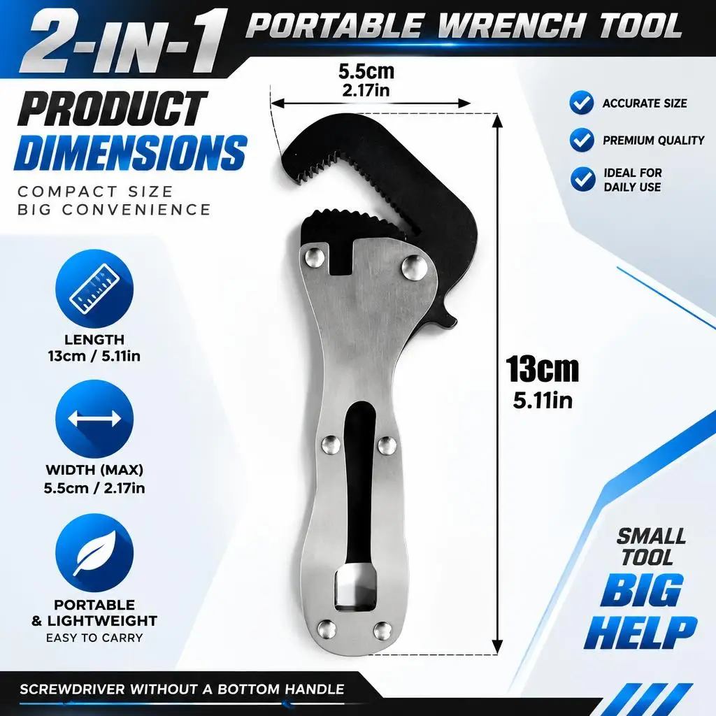 2/4SET Micro Stubby Pipe Vise Wrench Portable Multi-function Wrench 2-in-1 Wrench Tool for Tight Spaces