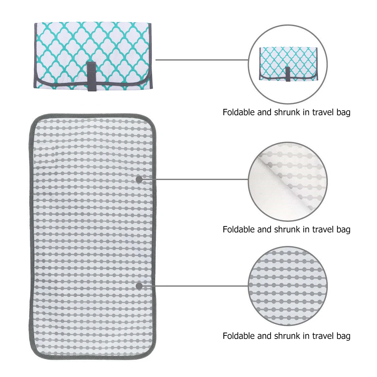 

Diaper Change Mat Waterproof Portable Foldable Urinal Pad Baby Mattress Green Newborn Infant Travel Lightweight Cotton