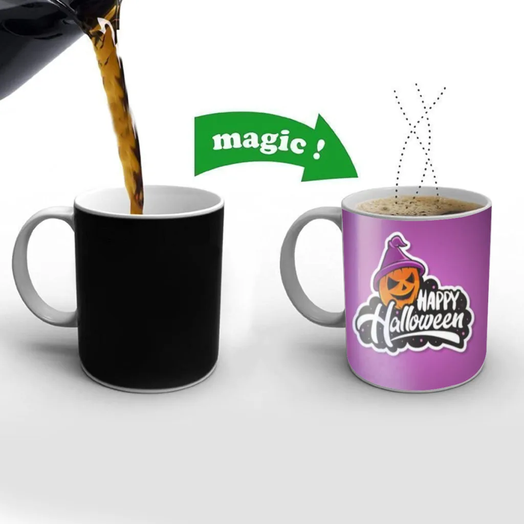 Witches Enchanting Halloween Friends Birthday Gifts Color Changing Magic Ceramic Creative Coffee Mugs Tea Cups