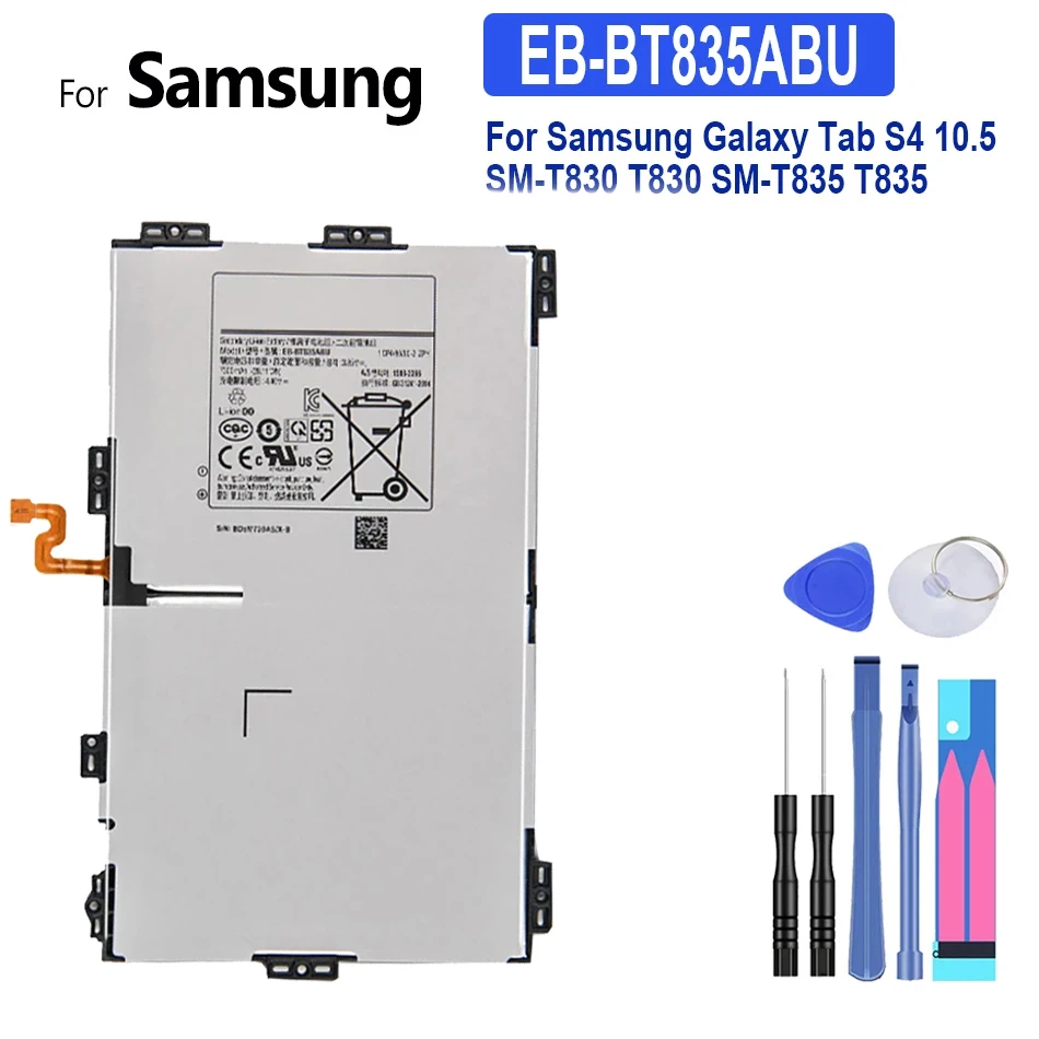 แบตเตอรี่โทรศัพท์ EB-BT835ABU สำหรับ Samsung Galaxy Tab S4 10.5, SM-T830, T830, SM-T835, T835, แบตเตอรี่, เครื่องมือฟรี7300mAh