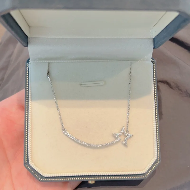 

Moissanite Smile Necklace D VVS1 for Women D Color Sparkling Lab Diamond Luxury Star Necklace 925 Sterling Silver Jewelry Choker