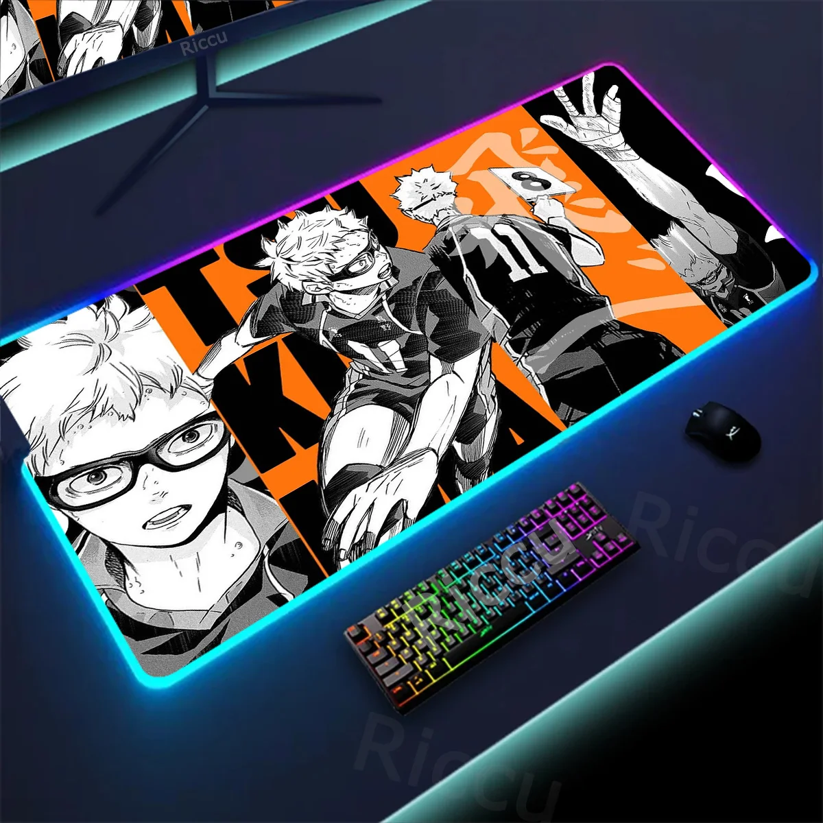 RGB Large Mousepad Anime Haikyuu Manga Accessories Keyboard Office Rubber Game Anti Slip HD Mouse Pad XL Laptop Carpet Mouse Mat