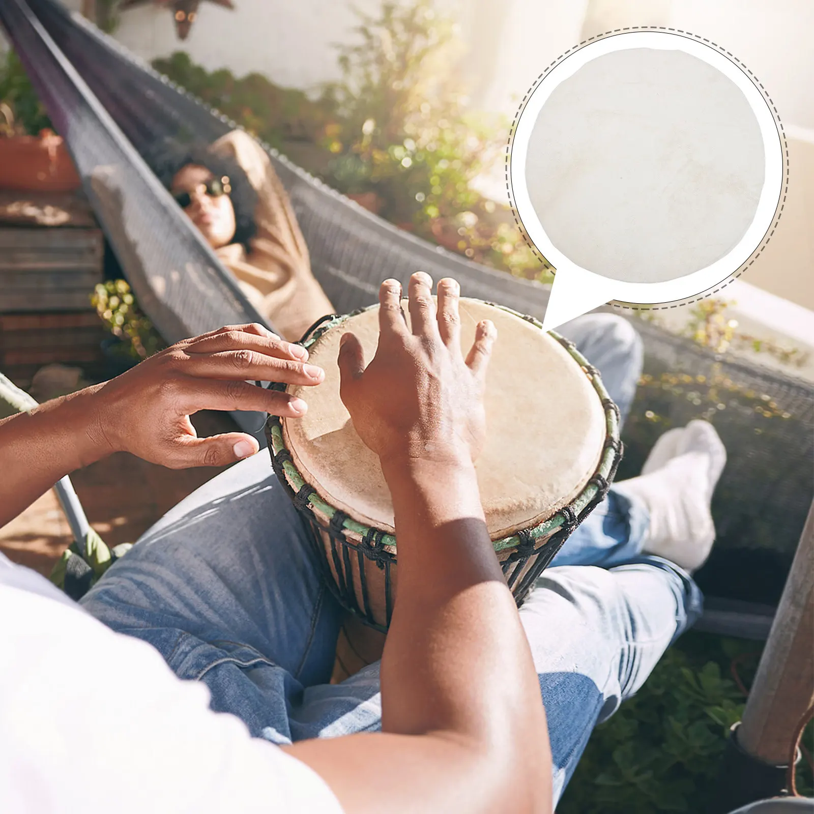 Cabeça de Tambor Redonda de Pele de Cabra de 15,7 Polegadas, Tambor Africano Artesanal Djembe, Pele de Substituição, Acessório Profissional para Instrumento de Percussão