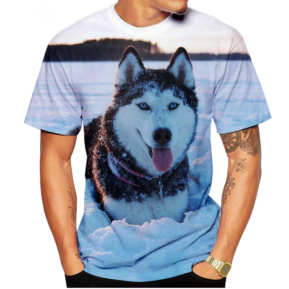 Summer Siberian Husky T-Shirts Funny Animal 3D Print Men Women Casual Short Sleeve T Shirt Harajuku Y2k Tees Tops Kids Clothing