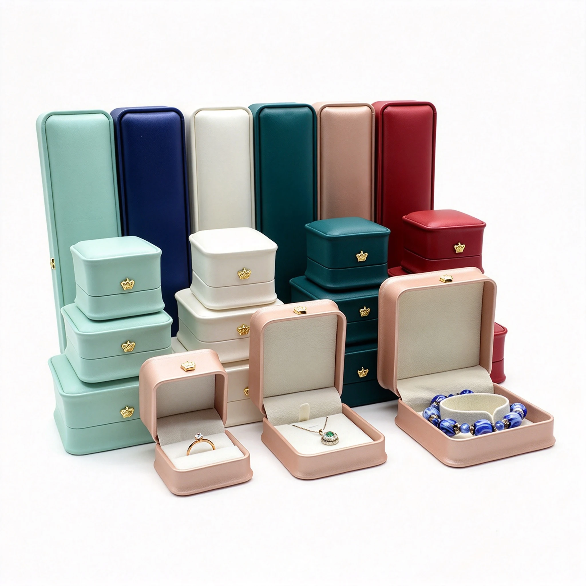 Luxury Brushed PU Leather Stud Earring Box, Round Corner Waist Design Jewelry Organizer Gift Case for Women