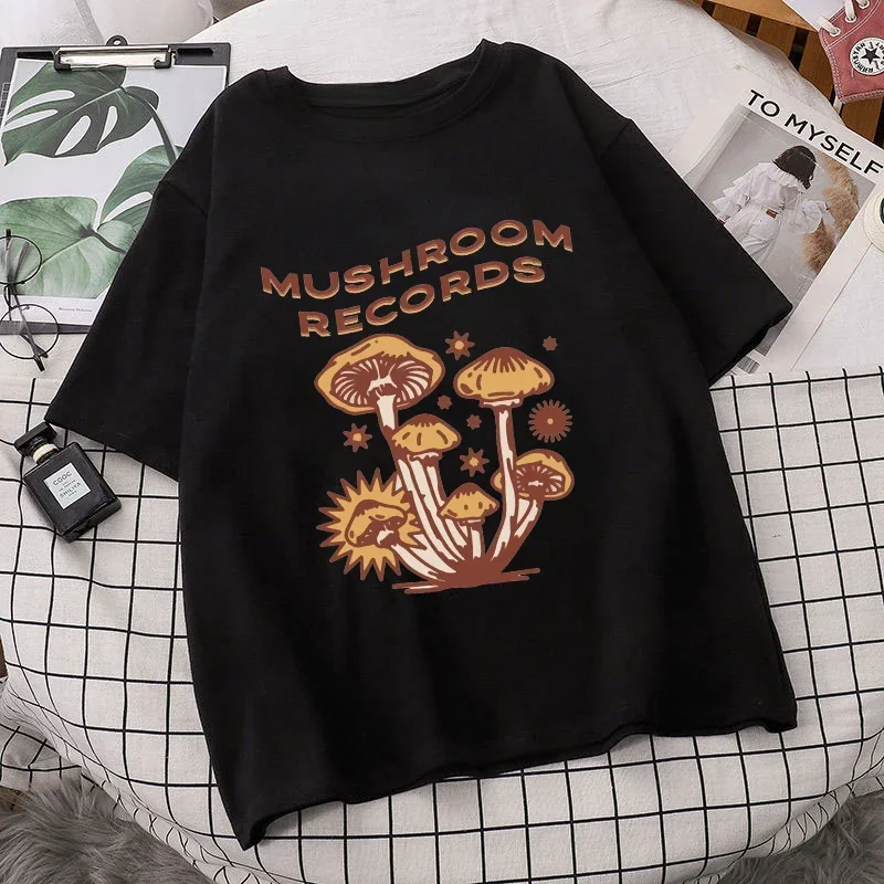 

O-neck Casual Summer Oversized Woman Tshirts 2024 Fashion Streetwear Clothes Y2k Aesthetic Retro Trippy Mushroom Cute T Shirts