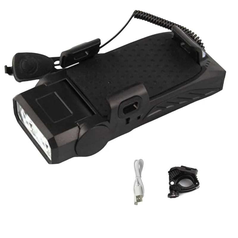 

Перезаряжаемая USB-фара для велосипеда ABJM, водонепроницаемая, с функцией гудка и повербанка, передний фонарь для велоспорта на открытом воздухе, черная