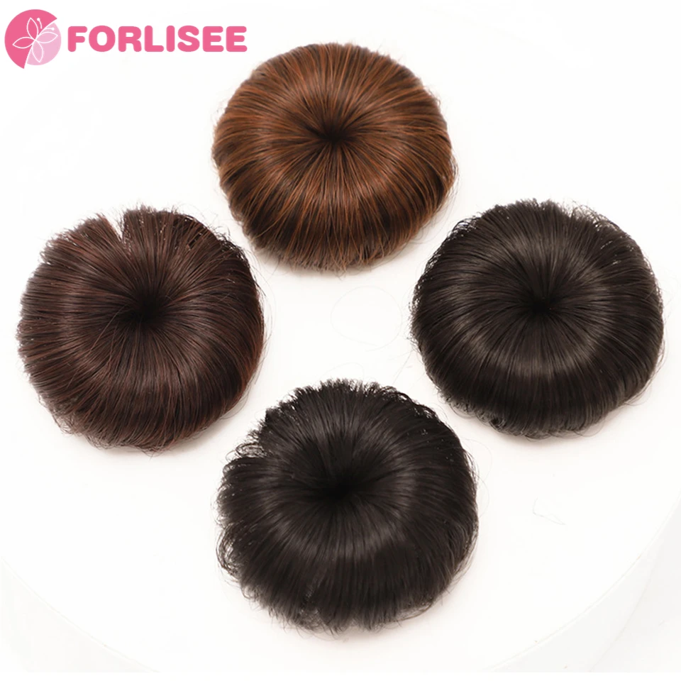 FORLISEE Synthetic Ancient Style Children\'s Hair Accessories Ball Head Wig Bag Wig Ring Bun Flower Hairpin Straight Hair Bag