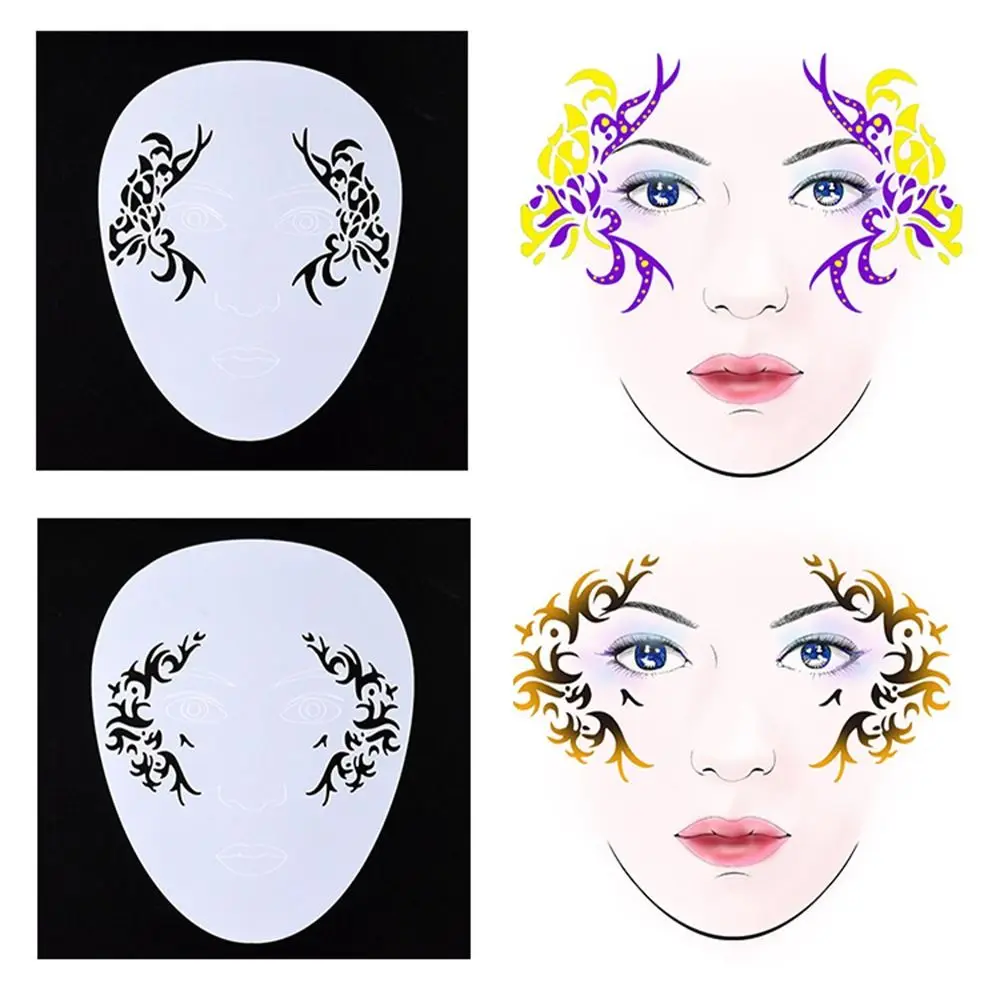 White Face Paint Template Animal Print Cartoon Body Painting Stencils Reusable Temporary Tattoos Face Tattoo Holiday Decorations