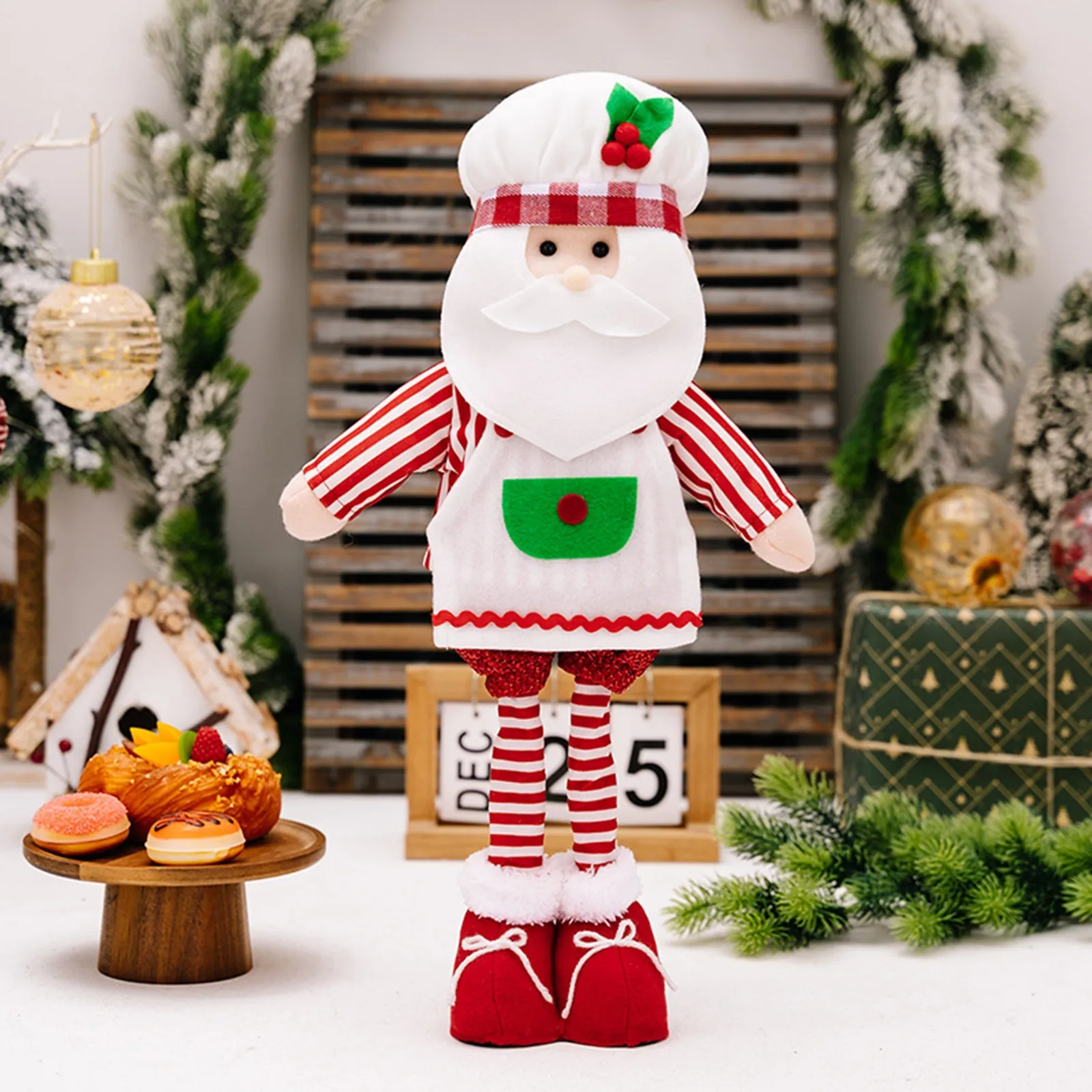 1pcs Large Retractable Gingerbread Man Doll Christmas Plush Legs Snowman Cookie Man Doll Ornament Gift Christmas Decors 2024