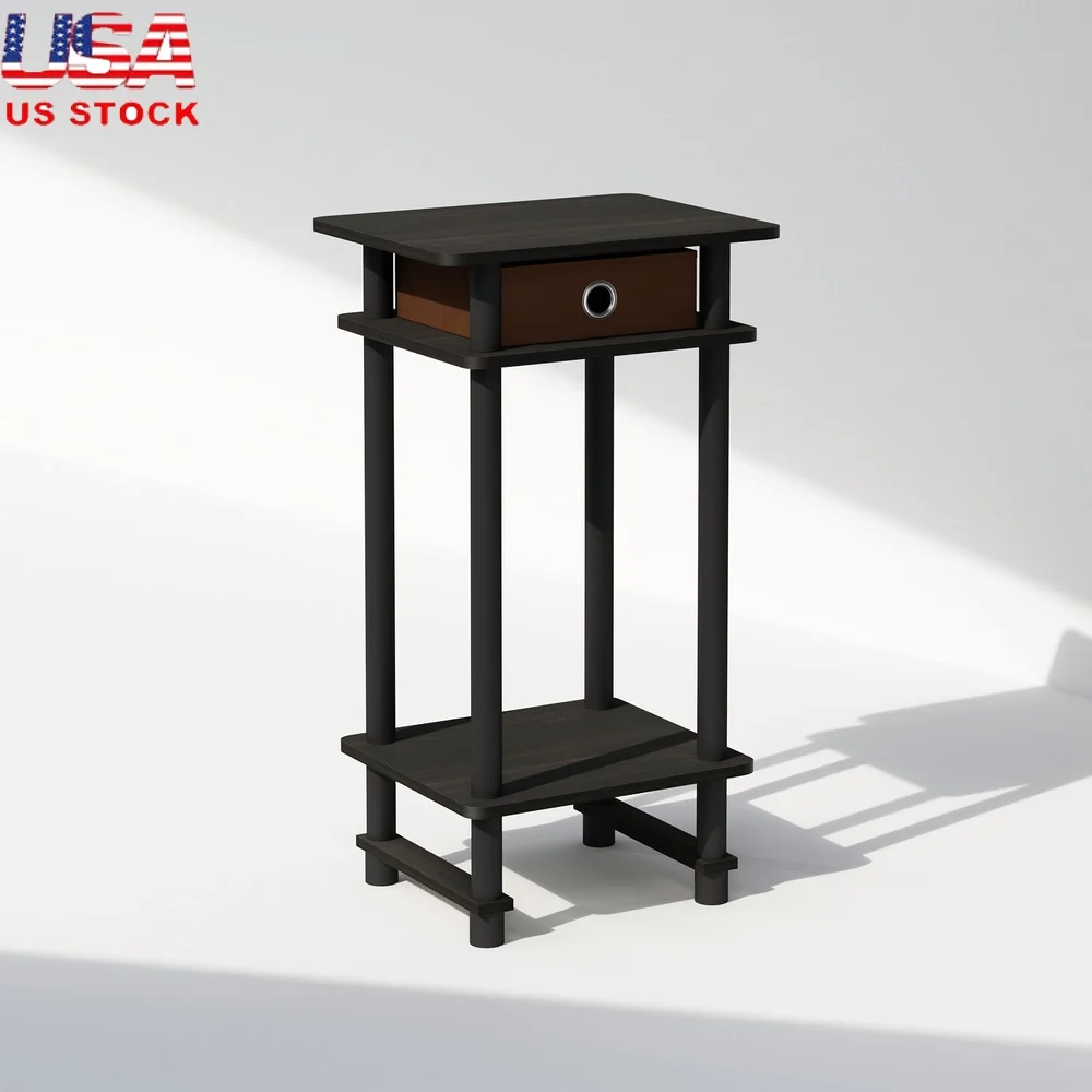 

Tall Nightstand with Storage Drawer and Shelf Durable Composite Wood Easy Assembly Bedroom Living Room Home Office