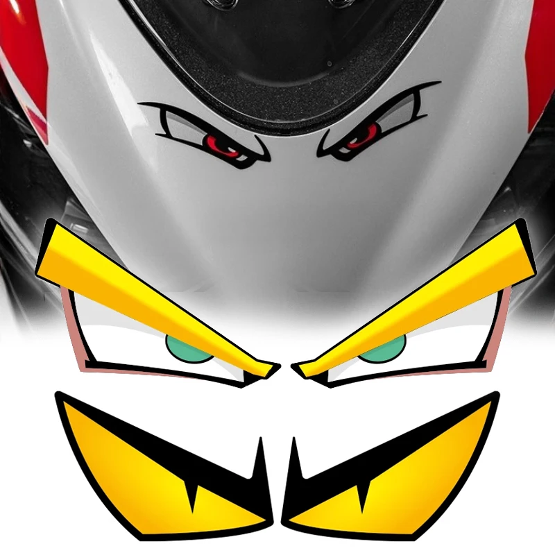 

1Pair Demon Eye Motorcycle Sticker Waterproof Wear Resistant for Motorbike Fuel Tank Car Window Electric Scooter Vinyl Decal