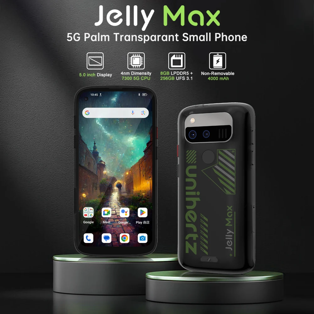 Unihertz Jelly Max 5G Mini Smartphone Android 14 Dimensity 7300 CPU 8GB 256GB 100MP Camera 4000 mAh Battery 5.05" inch Screen