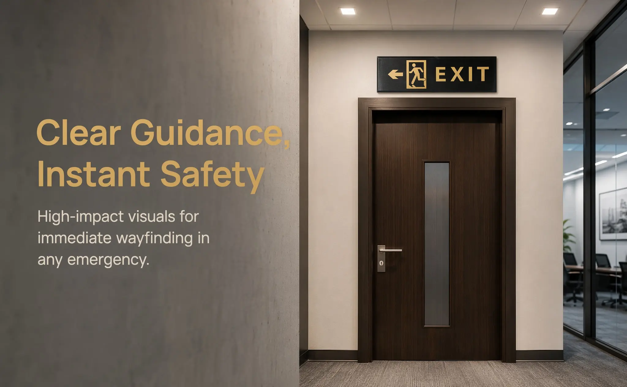 5Pcs Emergency Exit Sign Acrylic Self Adhesive Left Arrow Vertical Door Wall Mount Safety Sticker Office Business