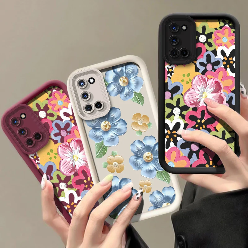 حافظة هاتف لهاتف OPPO Realme Narzo N65 N63 N55 N53 50i 50A Prime 30 Pro 70X 60X Note 50 60 GT 6 Neo 5 غطاء سيليكون على شكل زهرة عصرية