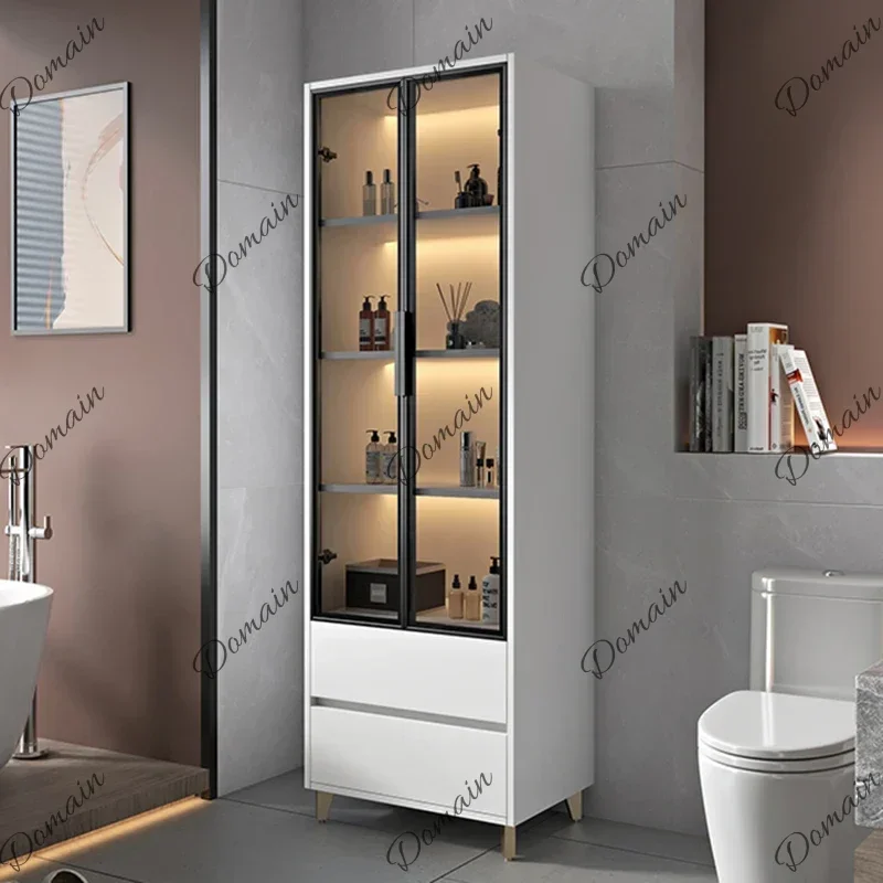 BXY Bathroom Side Cabinet Storage Cabinet Light Luxury Intelligent Induction Modern Minimalist Solid Wood Vertical Toilet Land S