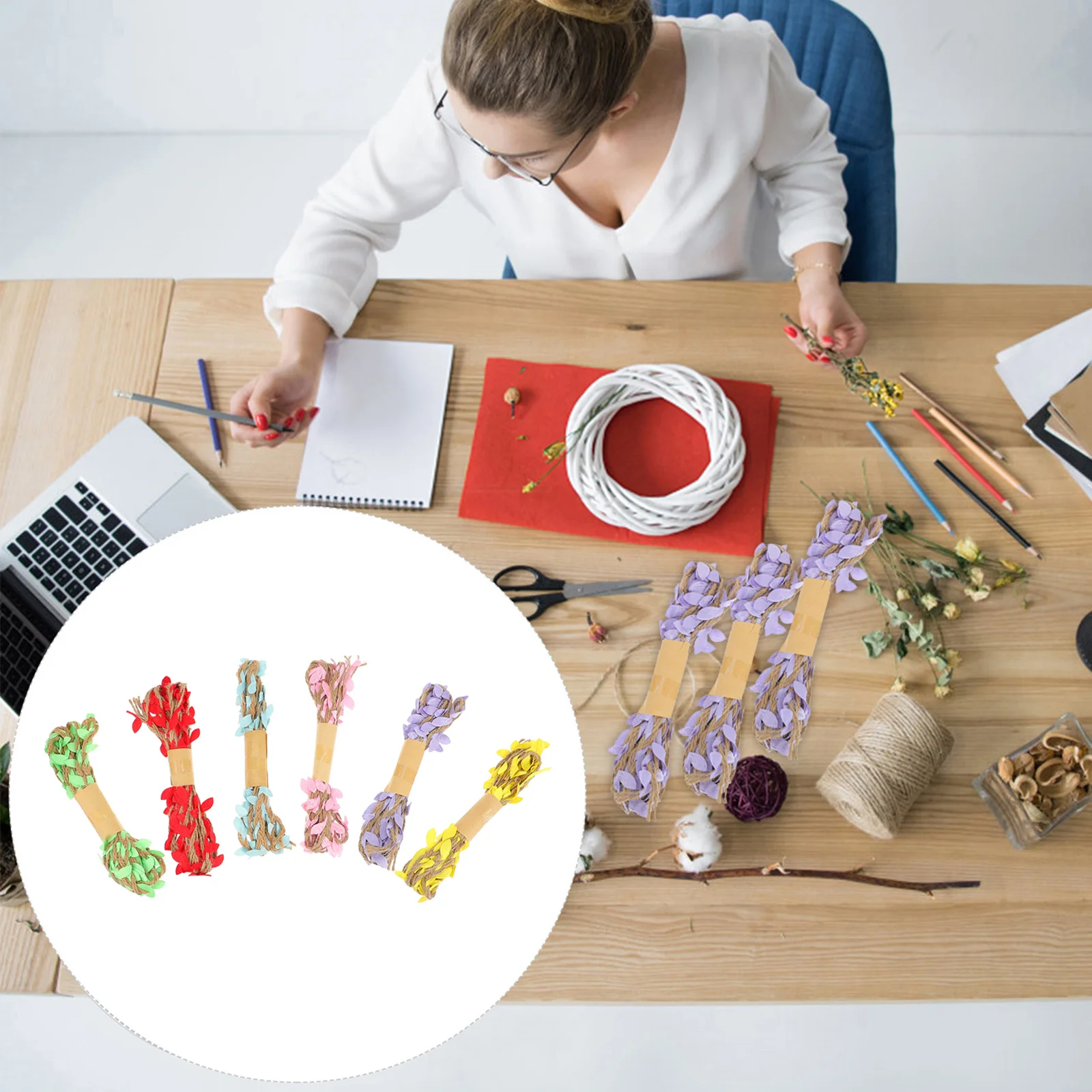 

6Pcs Leaf Rope DIY Artificial Simulation Fake Leaves Rustic Style for Wedding Garden Kids Party Decoration Artificial Leaf Rope