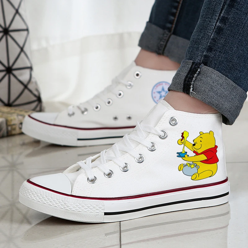 

Мужские и женские парусиновые ботинки, теннисные дышащие спортивные вулканизированные кроссовки, винни-Пух, мужская трендовая повседневная обувь для скейтборда