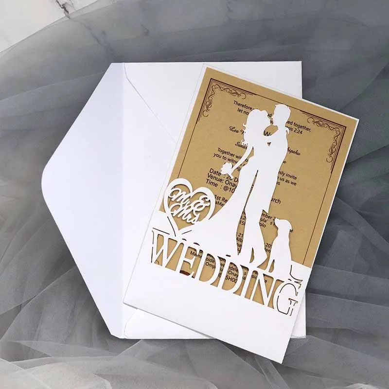 25pcs Bride and groom Wedding Invitation Letter Greeting Card Birthday  Adult Baptism Envelope Postcard Party Decoration