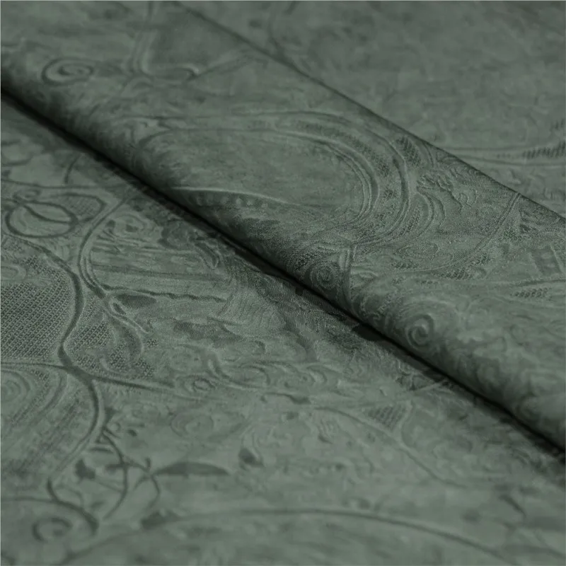 

Dirty green Sambo satin jacquard silk fabric with dyeing technique cold-dyed and stir-fried