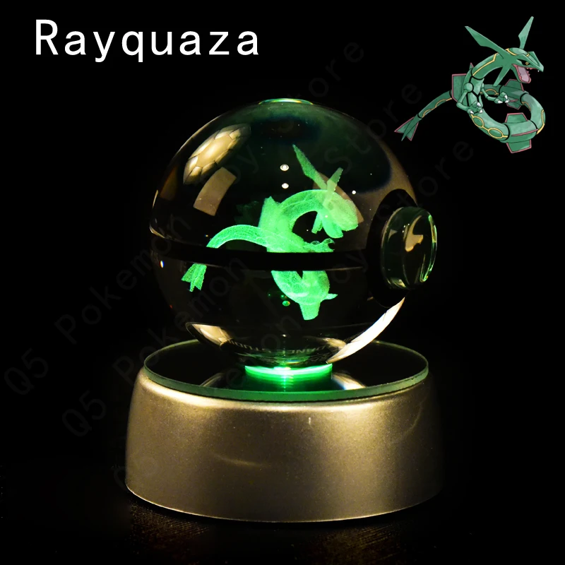 Pokemon Kristallkugel 3D Pikachu Mewtwo Mew Gengar Nachtlicht Lampensockel Pokeball Kristall Pokemon Glaskugel Figur Geburtstagsgeschenk