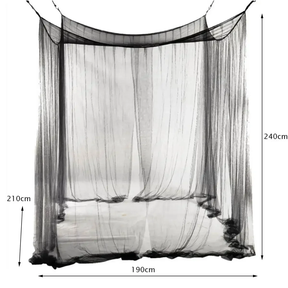 Four Side Open Square Tall Mosquito Net Polyester Simple Black Quadrangular Tent Yarn Bed Curtains Home Decor Camping Tent 모기장