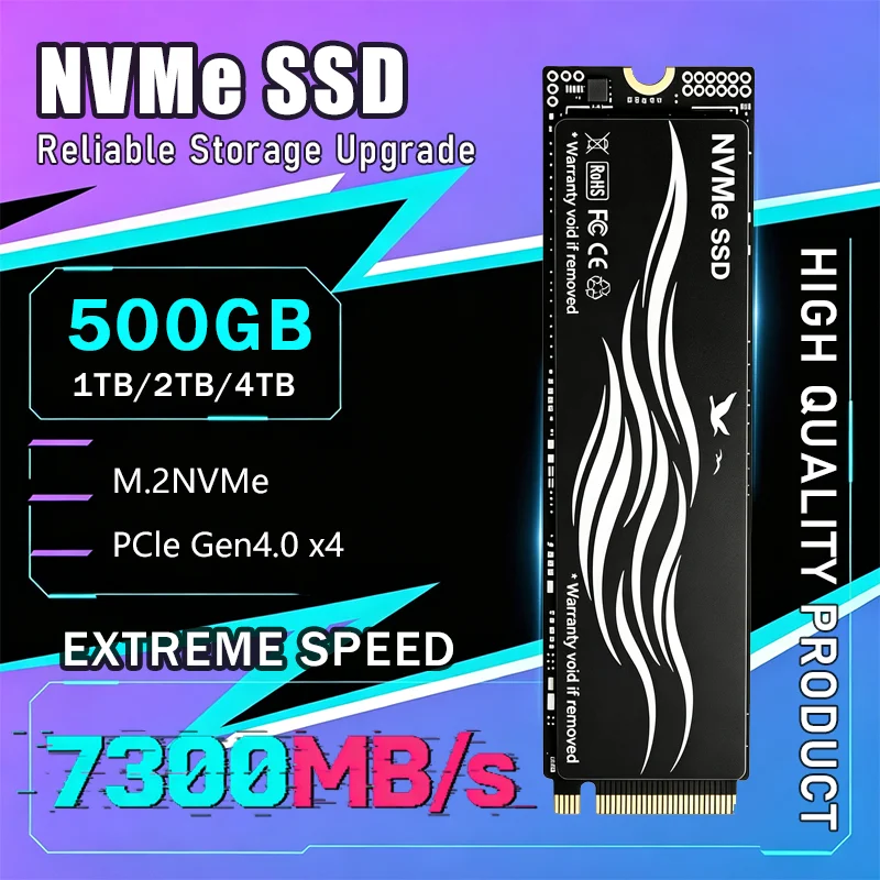 2026 New M.2 SSD Hard Disk 2TB 4TB 500GB, 7300MB/s NVMe M2 PCIe 4.0 Internal Solid State Drive For PC Desktop Laptop High-Speed