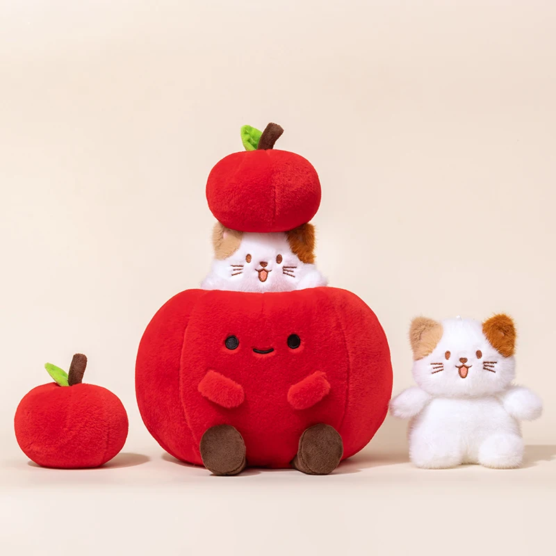 

Original Cute Apple Calico Cat Plush Toy Cats Live Inside Apples Kawaii Exquisite Doll Companion Doll Surprise Gift