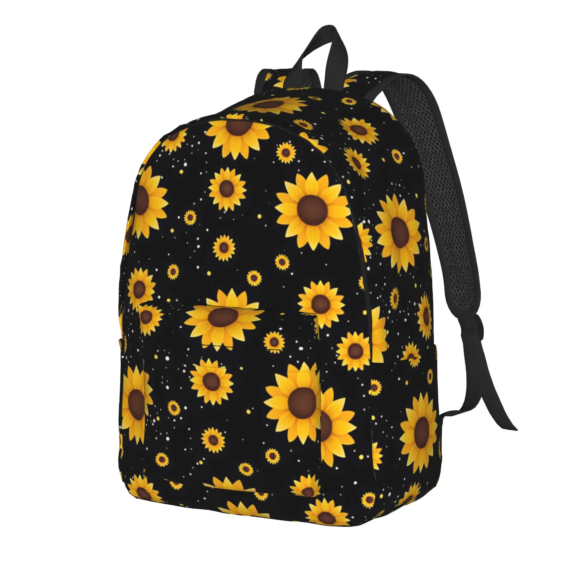 Sunflower Doodle Dark Cosmos Backpack  Travel Backpacks Boy Funny High School Bags Custom Lightweight Rucksack