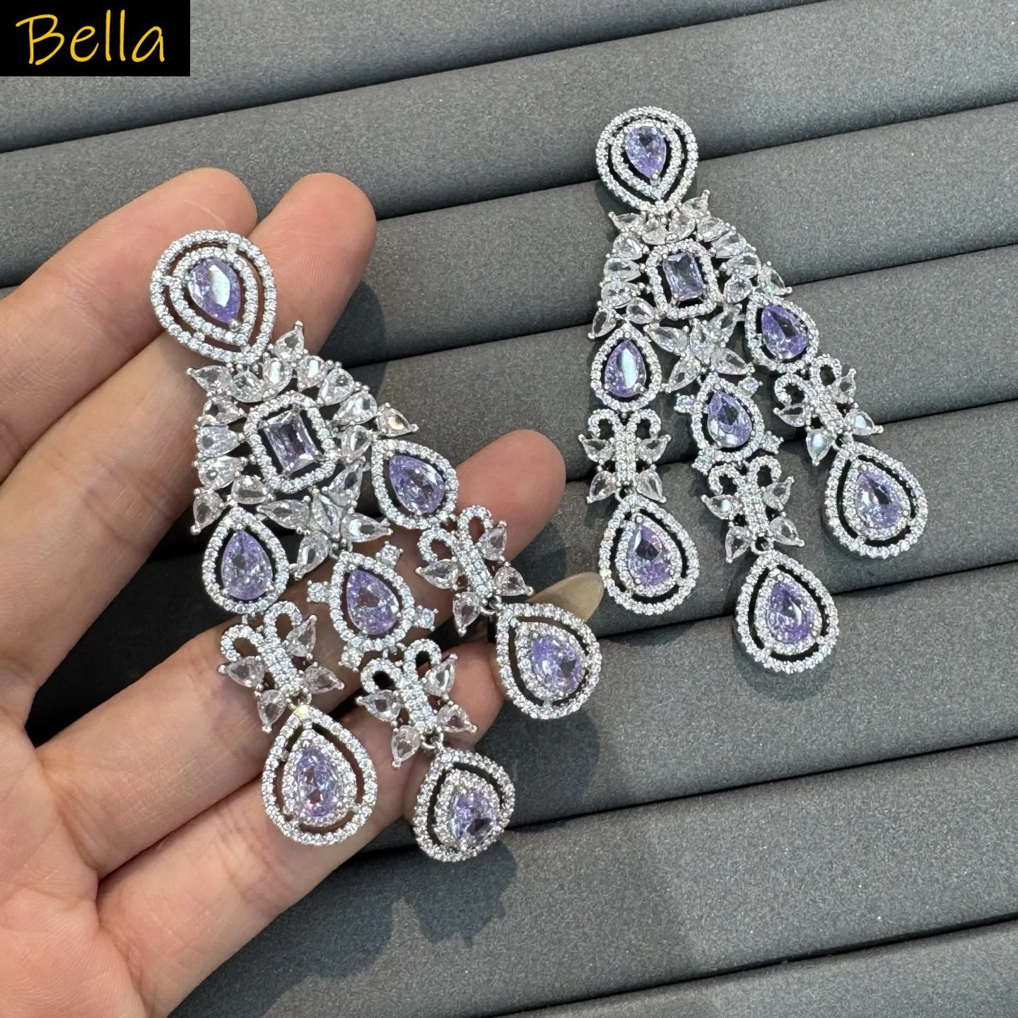 yellow blue cubic zirconia earrings for women jewelry dinner party gala event dangling earrings red fushia blue yellow purple